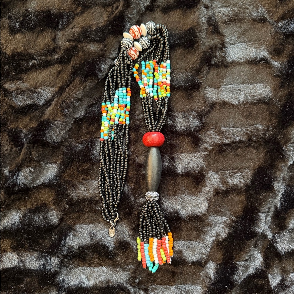 Multicolor Beaded Tassel Necklace